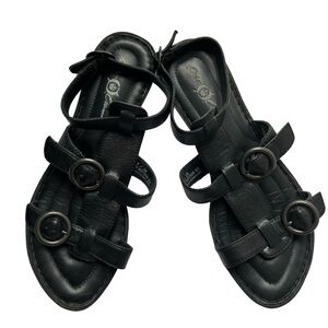 Black Roman Style Flat Sandals